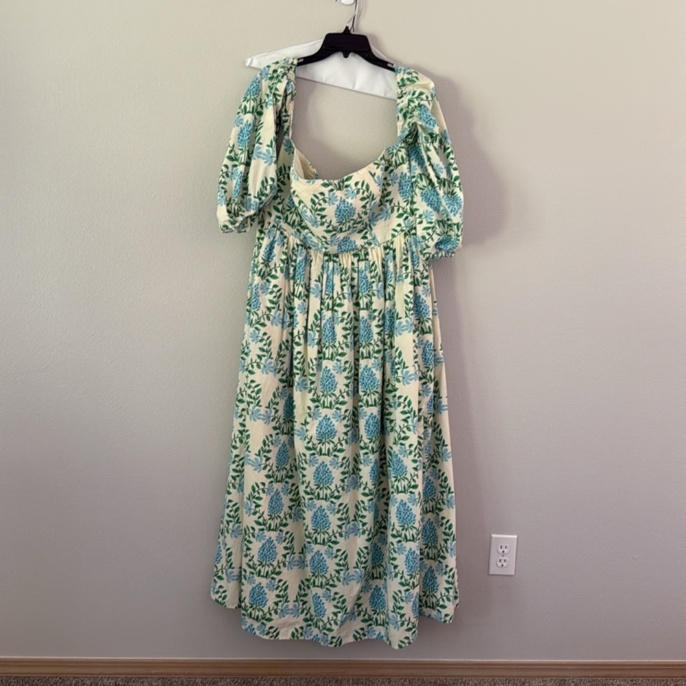 Anthropologie Floral Maxi Dress - Cream and Blue - Picture 3 of 3